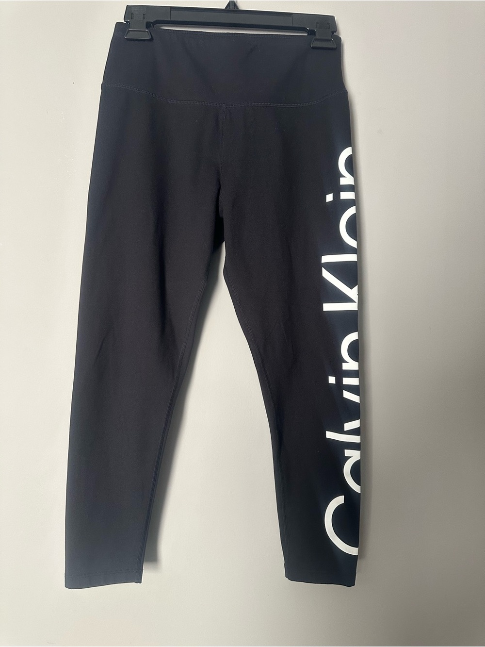 Calvin Klein Black Leggings with White Side Logo
